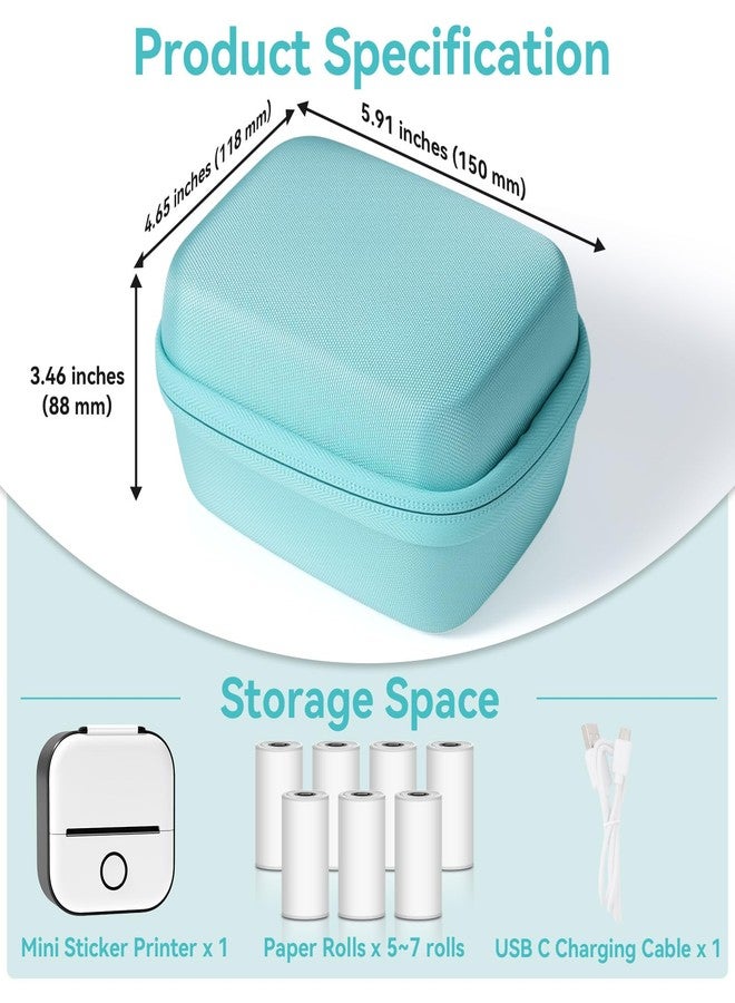 Ponek Sticker Printer Case for M02/T02/M02X/M02 Pro/P2S/M02L/Y02C, Compatible with Nelko PM230/Anycash/iDPRT/Cabaro Mini Thermal Printer, Portable Sticker Paper Storage Holder - Box Only, Green - Image 3