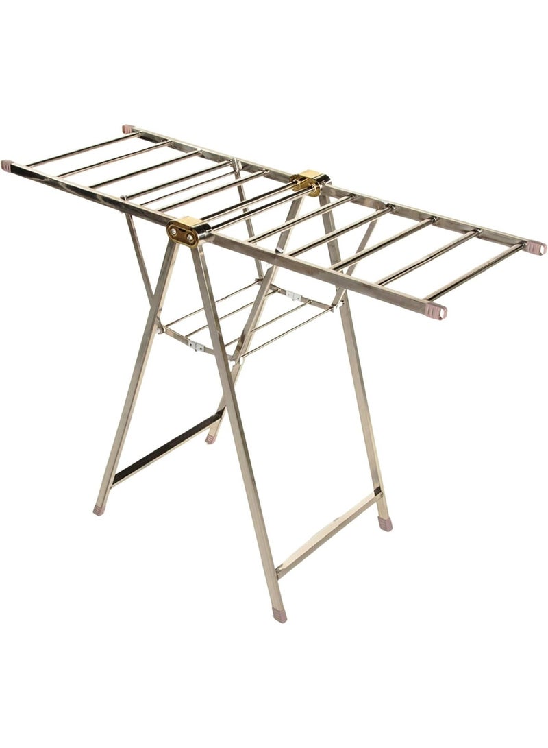 DubaiGallery High Quality Stainless Steel Clothes Hanger Rack Professional Grade Foldable Laundry Stand JL-8833 Extra Strong Construction 160cm Length 50cm Width 95cm Height Suitable for Heavy Clothes and Daily Household Use - Image 3