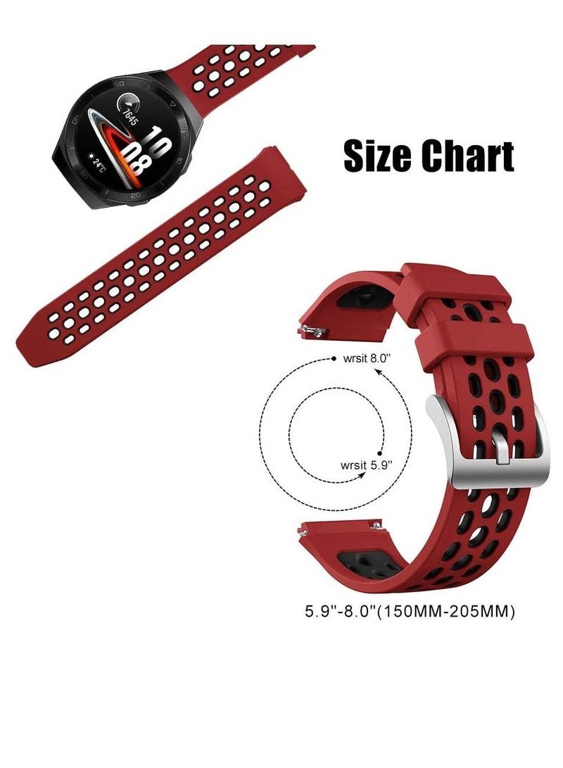 AROAQ Silicone Replacement Strap For Huawei Watch GT2 e BLACK/RED - Image 5