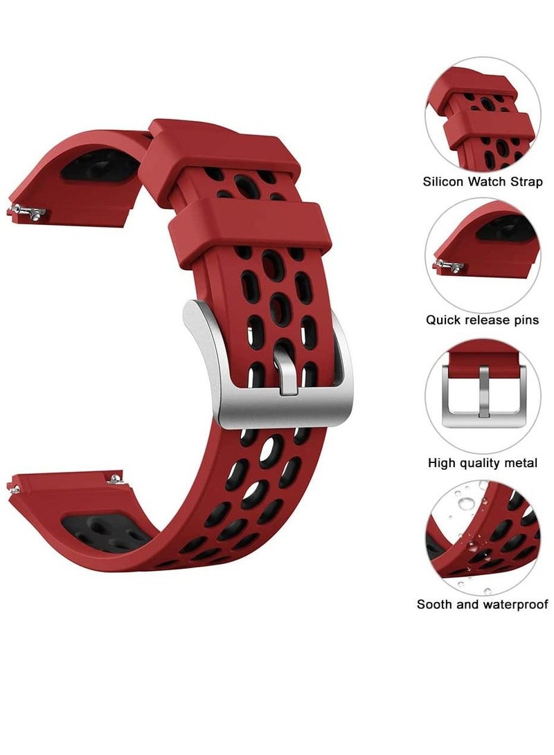 AROAQ Silicone Replacement Strap For Huawei Watch GT2 e BLACK/RED - Image 3