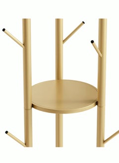 MIXDE Metal Gold Coat Racks Freestanding Coat Hanger Stand Hall Tree Coat Rack for Hanging Hats Scarves Bags Modern Coat Rack with Double Shelves Corner Coat Rack 9 Hooks  - Image 5