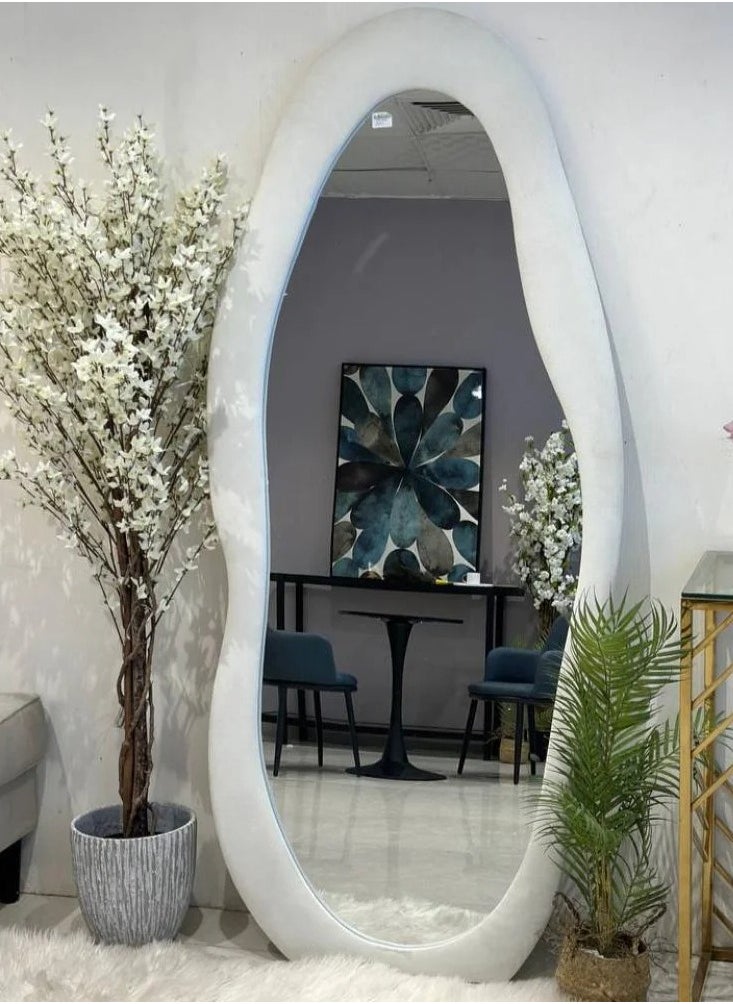 ماركة غير محددة - مرايا بإطار قماش بلون أبيض - Image 1