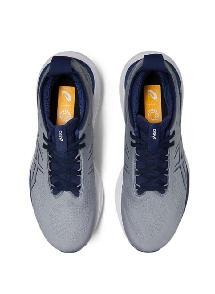 asics Men Outdoor Cycling Sneakers Gray/Navy Blue - Image 3