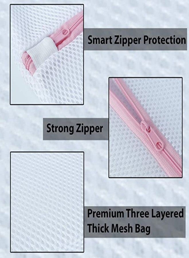 Karomouj KMA511 Washing Bag Lingerie bag Laundry Cloth Bag Space Saver Bag Storage Bag with Zipper for Travelling, Organizing Undergarments, Socks, Baby Cloth Dirty Clothes(Multicolor Set of 2) - Image 3