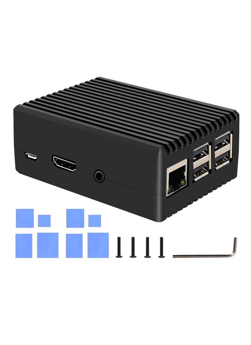 Geekworm Geekworm for Raspberry Pi 3 B+ Case, Aluminum Alloy Heavy Duty Passive Cooling Metal Case with Heatsink Pillar Compatible with Raspberry Pi 3 Model B+/Raspberry Pi 3 Model B-Black (P252)  - Image 1