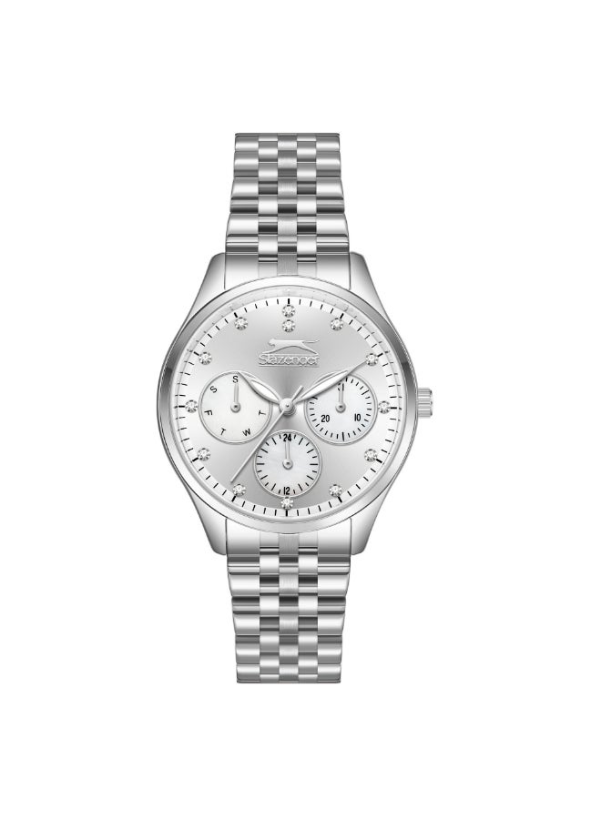 سلازنجر ساعة نسائية متعددة الوظائف بشاشة وحزام معدني فضي - Image 1