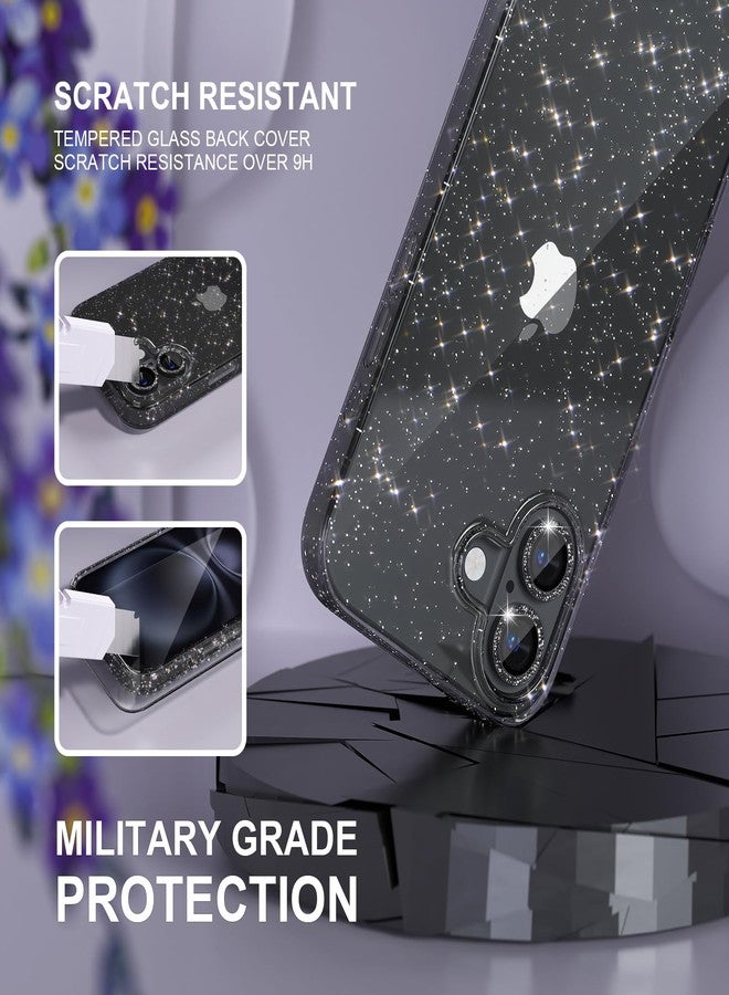 Choiche Compatible for iPhone 16 Plus Case Women Phone Case, Cute Bling Sparkly, Military Grade Drop Protection, 2 Diamond Camera Lens Covers, 2 Tempered Glass Protectors, 6.7 inch (Glitter Black) - Image 5