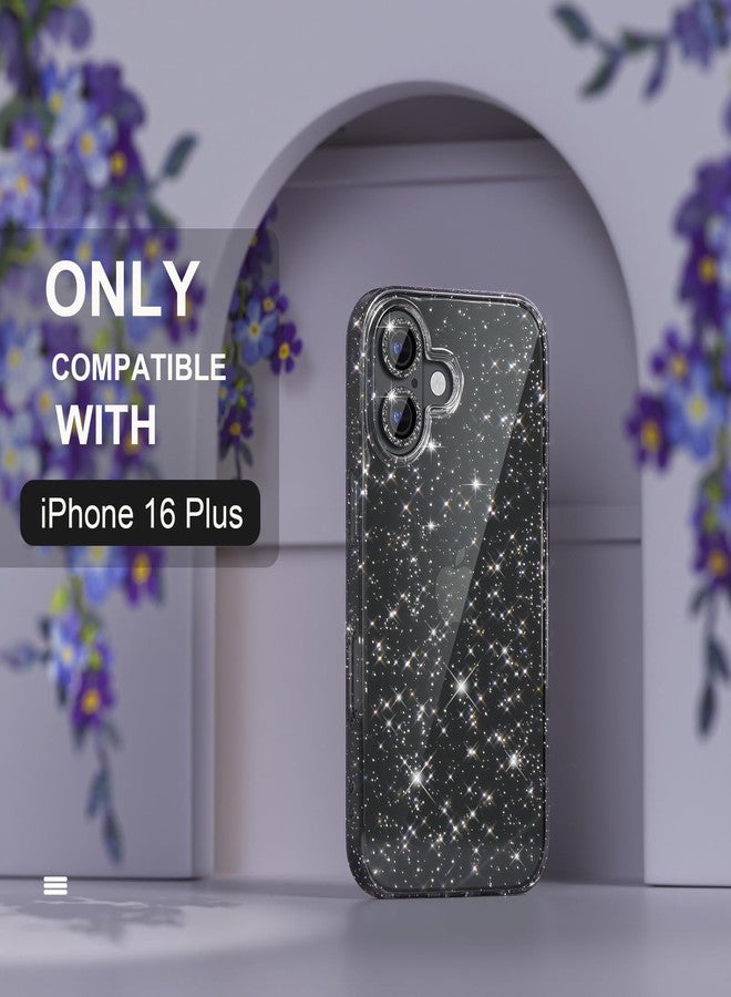 Choiche Compatible for iPhone 16 Plus Case Women Phone Case, Cute Bling Sparkly, Military Grade Drop Protection, 2 Diamond Camera Lens Covers, 2 Tempered Glass Protectors, 6.7 inch (Glitter Black) - Image 2