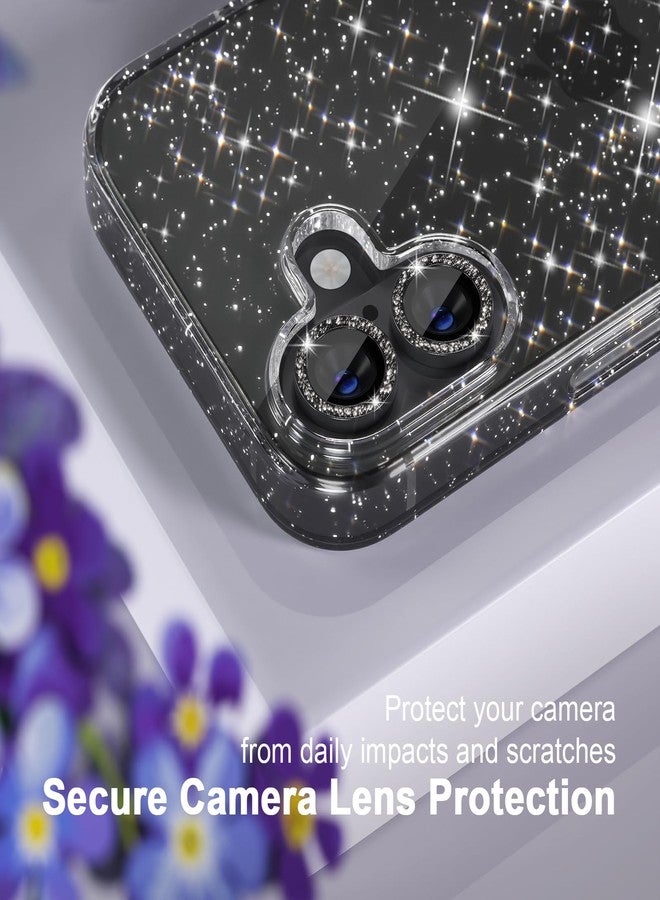 Choiche Compatible for iPhone 16 Plus Case Women Phone Case, Cute Bling Sparkly, Military Grade Drop Protection, 2 Diamond Camera Lens Covers, 2 Tempered Glass Protectors, 6.7 inch (Glitter Black) - Image 3