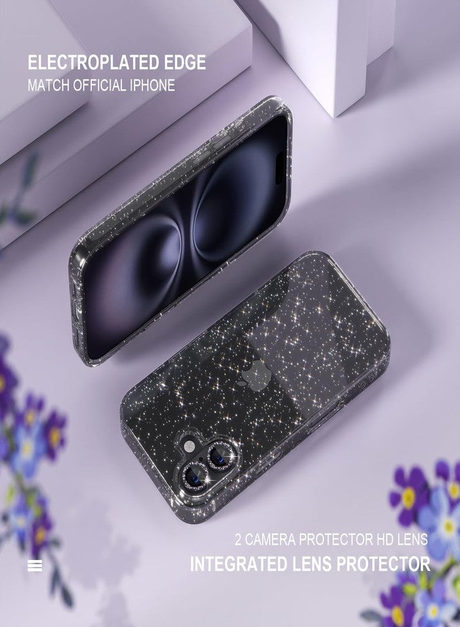 Choiche Compatible for iPhone 16 Plus Case Women Phone Case, Cute Bling Sparkly, Military Grade Drop Protection, 2 Diamond Camera Lens Covers, 2 Tempered Glass Protectors, 6.7 inch (Glitter Black) - Image 4