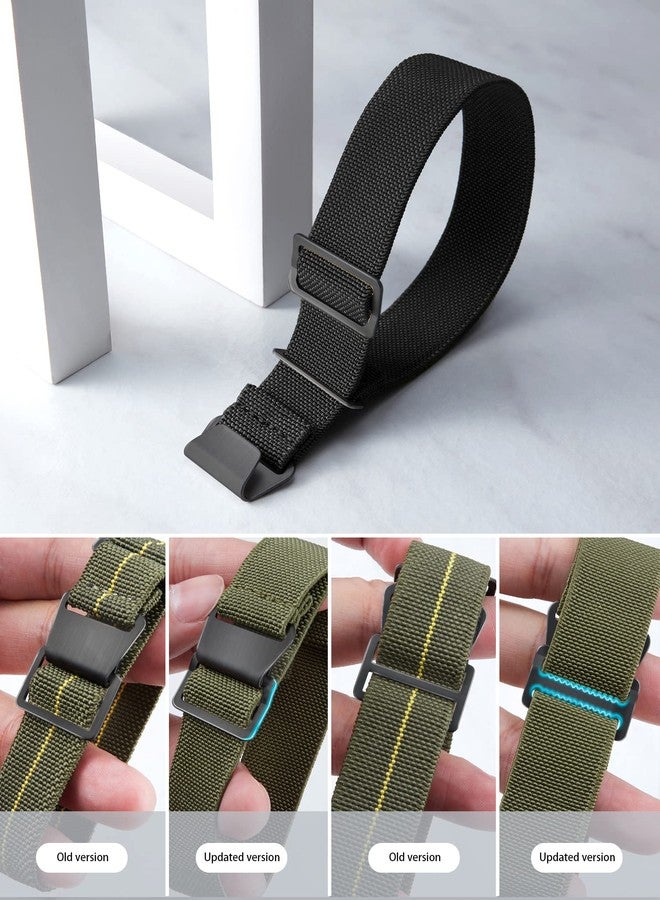 BINLUN Elastic Nylon National Parachute Style Replacement Fabric Watch Strap with Hook Buckle Black for Men and Women (Black, 20 mm) - Image 5