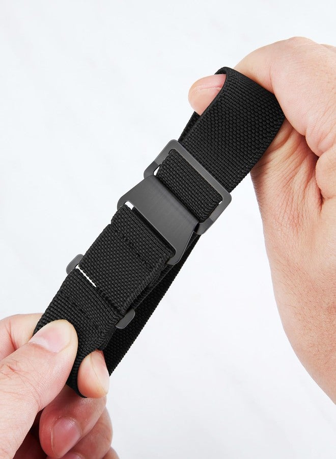 BINLUN Elastic Nylon National Parachute Style Replacement Fabric Watch Strap with Hook Buckle Black for Men and Women (Black, 20 mm) - Image 2