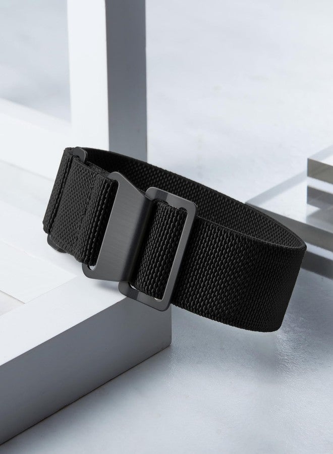BINLUN Elastic Nylon National Parachute Style Replacement Fabric Watch Strap with Hook Buckle Black for Men and Women (Black, 20 mm) - Image 3