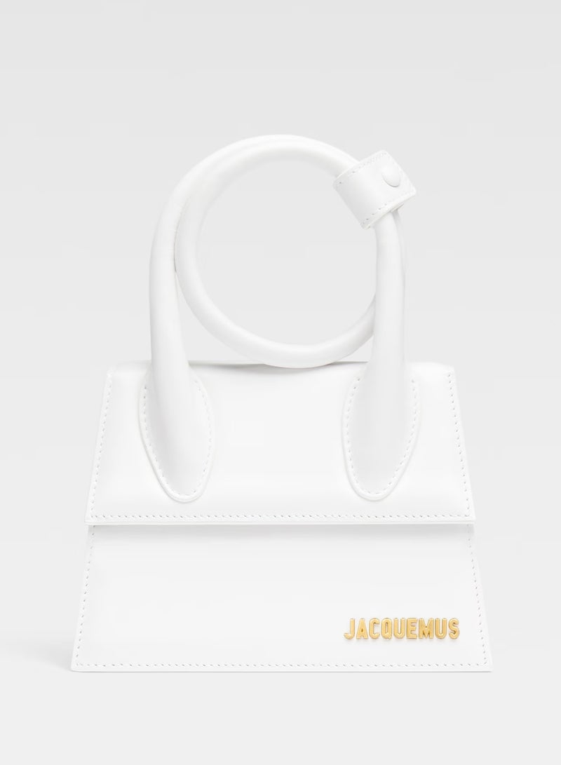 JACQUEMUS The knot Chiquito Coiled Leather Handbag With Detachable Shoulder Strap, Women's Cross-Body Bag, Women's Hand Bag, Women's Shoulder Bag, Women's Tote Bag, Women's Travel Bag, White-18cm - Image 1