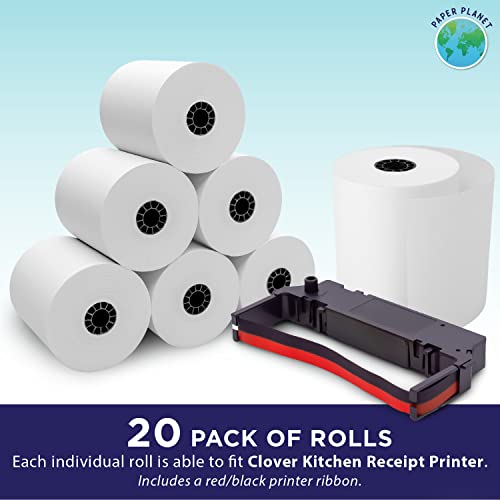 PaperPlanet 1-Ply White Bond Paper for Clover Kitchen Printer by Paper Planet | 20 Rolls: Includes 1 Ribbon | Star SP700 - Image 2