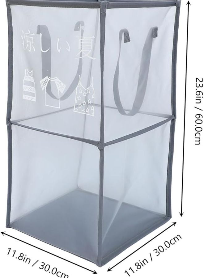 سلة غسيل قابلة للطي بشبكة ومقبض مريح وحقيبة تخزين سلة - Image 3