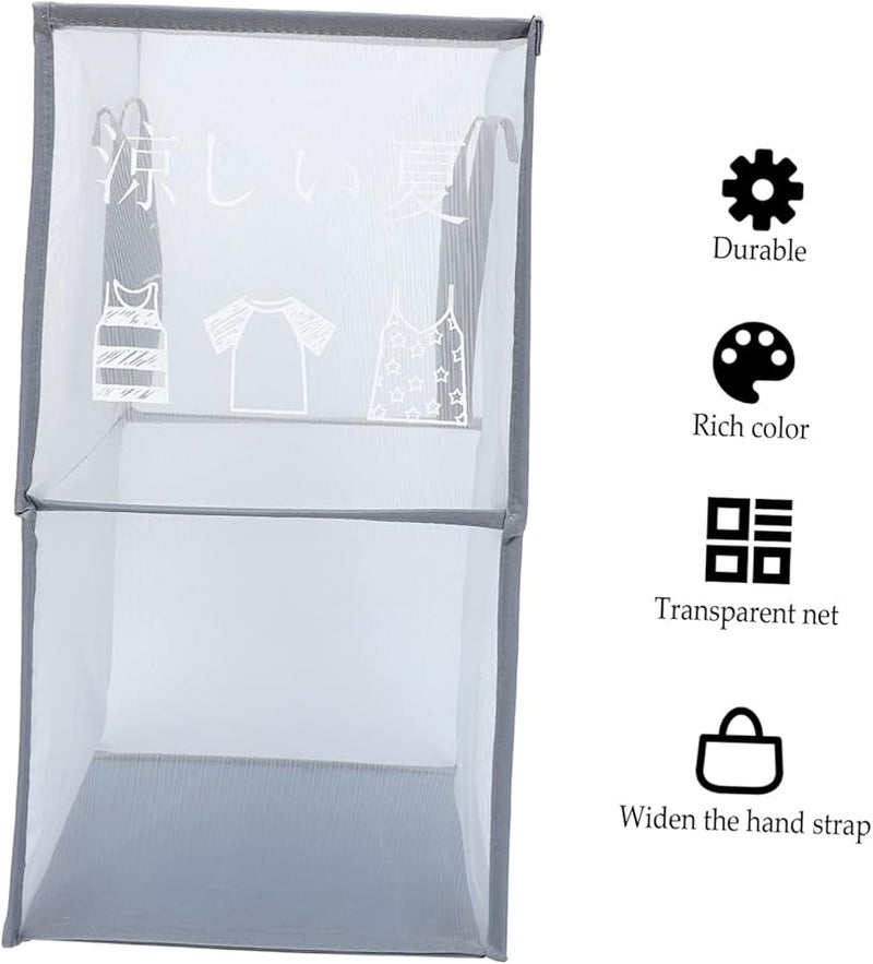 سلة غسيل قابلة للطي بشبكة ومقبض مريح وحقيبة تخزين سلة - Image 4