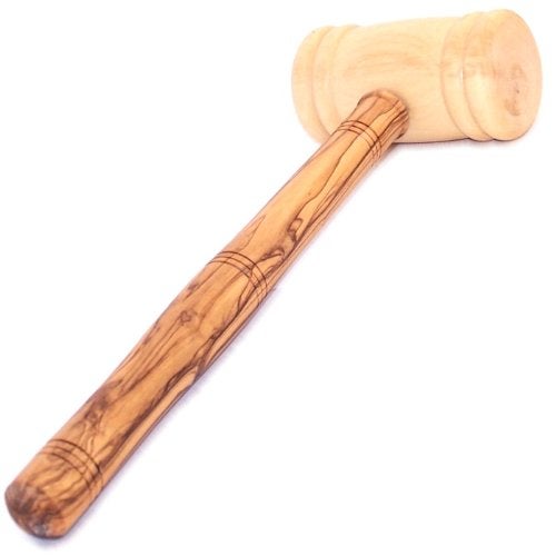 Holy Land Market Holy Land Market Olive Wood Meat Tenderiser and Hammer  105 inches Long