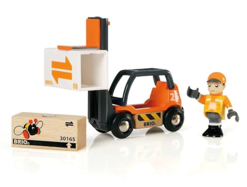 BRIO World 33573 Wooden Toy Train Fork Lift Set Interactive Play for Toddlers Enhances Motor Skills Safe Compliant with All Safety Standards Ideal for Kids Ages 3 and Up - Image 1