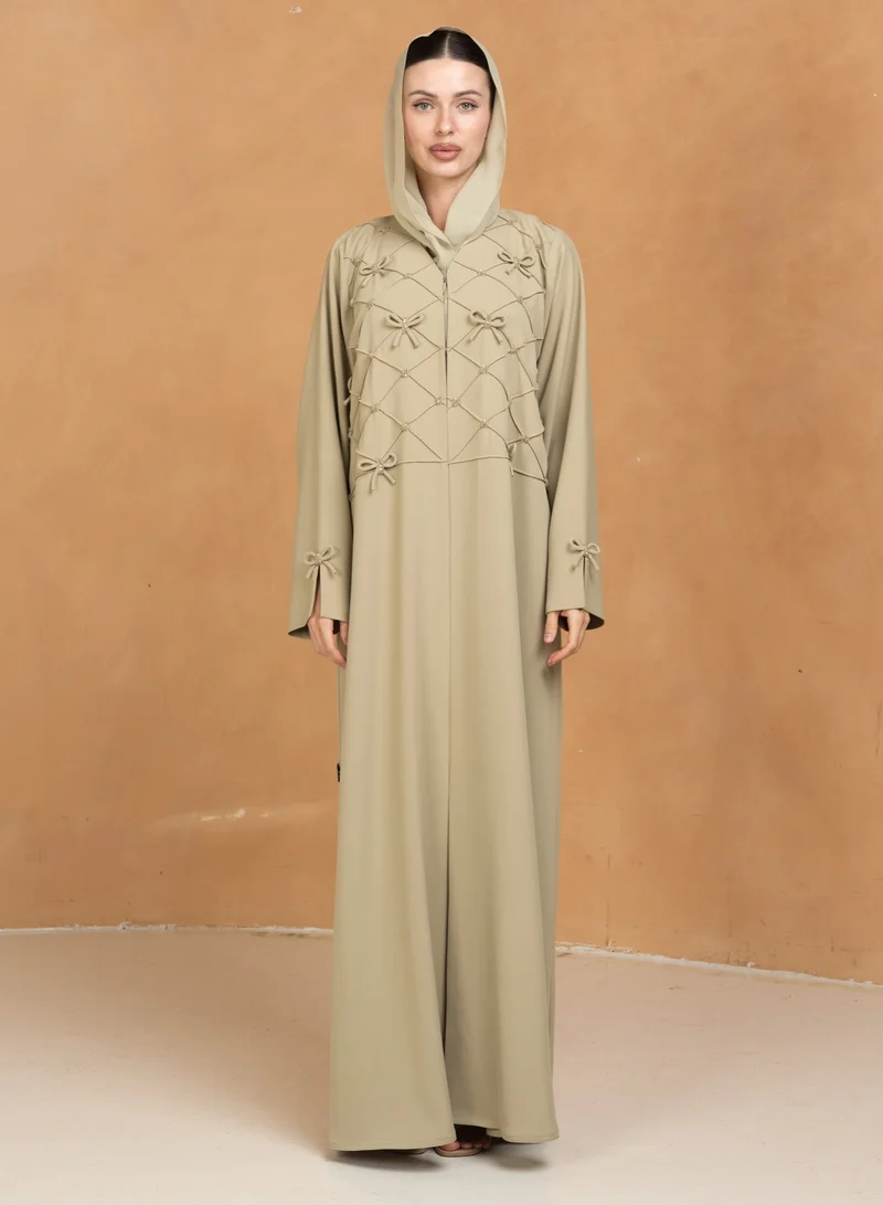 Meem by Mariyah Front open abaya with sheila