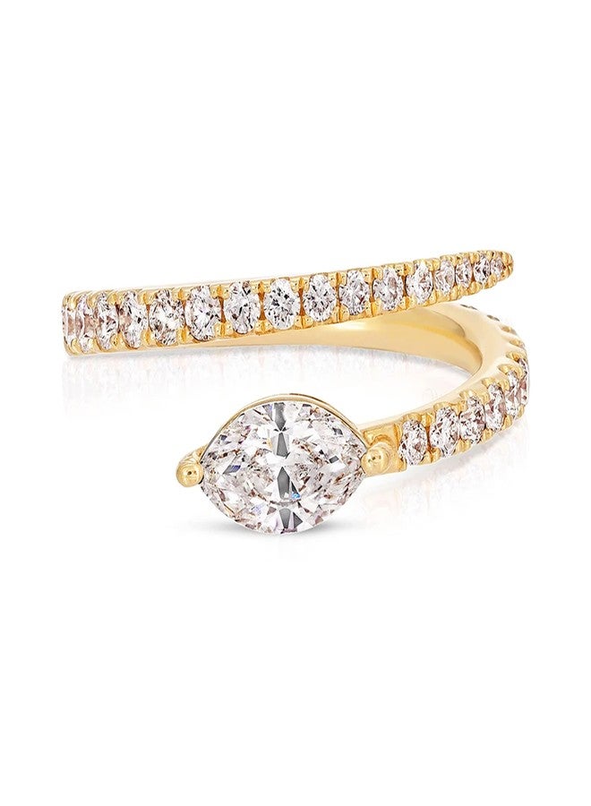 مينوتيا خاتم مينوتيا الأنيق ذو الشكل الماركيز، مرصع بالكريستال والماس، قابل للتعديل، للنساء والفتيات - Image 2