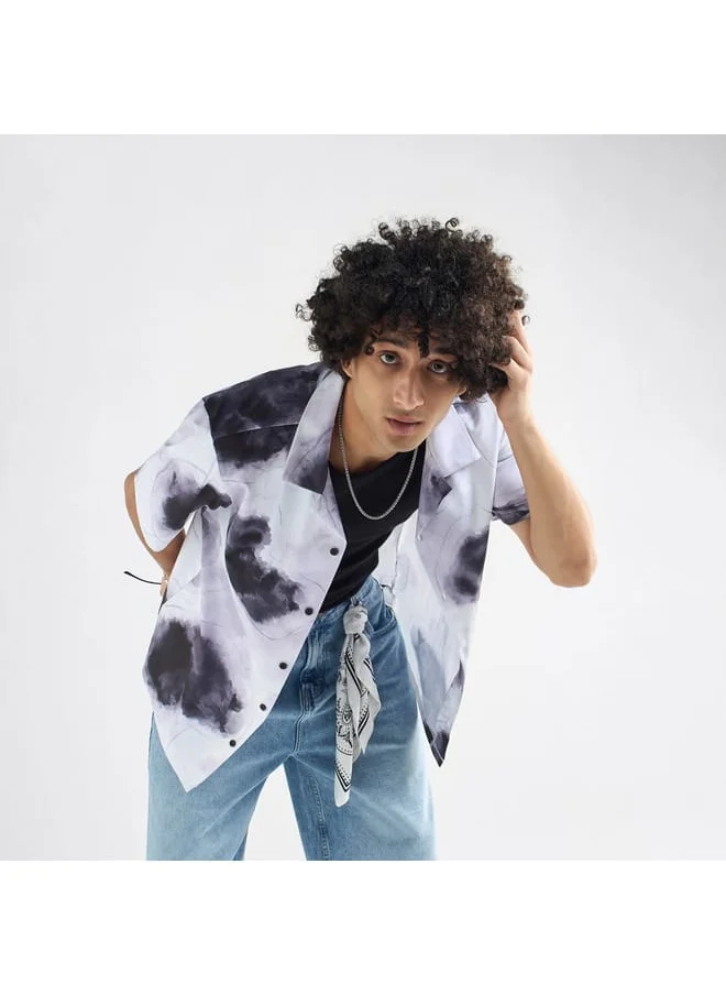 FAV All-Over Print Camp Collar Shirt with Short Sleeves