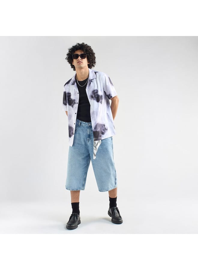 سبلاش فيڤ قميص بياقة كامب وأكمام قصيرة وطبعات - Image 2