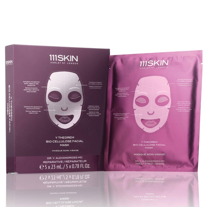 111SKIN Y Theorem Bio Cellulose Facial Mask for All Skin Types, Hydrating Face Mask with NAC Y2, Ectoin & Centella Asiatica, Enhances Skin Elasticity, Skincare Sheet Masks for Self Care, 5x 0.78 fl oz - Image 1