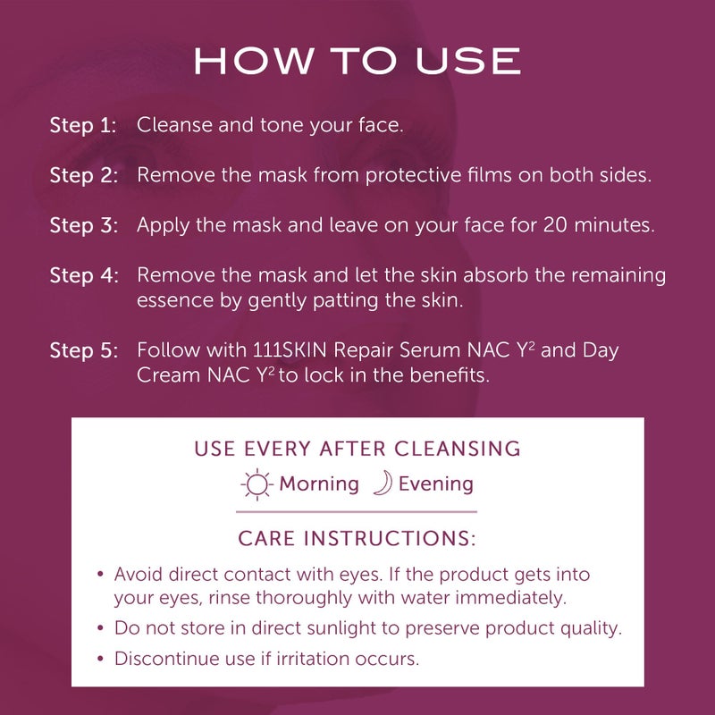 111SKIN Y Theorem Bio Cellulose Facial Mask for All Skin Types, Hydrating Face Mask with NAC Y2, Ectoin & Centella Asiatica, Enhances Skin Elasticity, Skincare Sheet Masks for Self Care, 5x 0.78 fl oz - Image 5