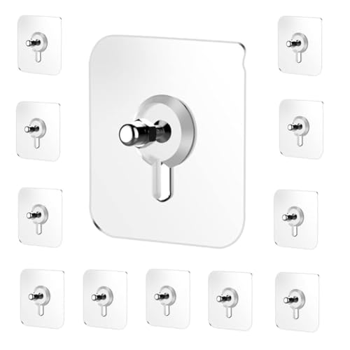 REWOP Adhesive Wall Hooks for Heavy Items Stainless Steel, PVC, ABS Nail Free Seamless Adhesive Non-Trace No Drilling Installation Hanging, Waterproof Screws Wall Hook (Nail Hooks, 10) - Image 1