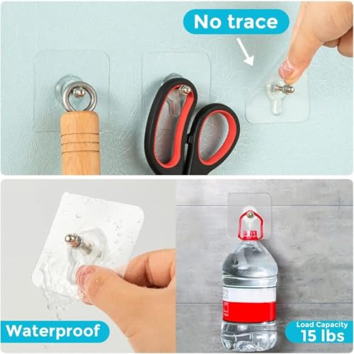 REWOP Adhesive Wall Hooks for Heavy Items Stainless Steel, PVC, ABS Nail Free Seamless Adhesive Non-Trace No Drilling Installation Hanging, Waterproof Screws Wall Hook (Nail Hooks, 10) - Image 5