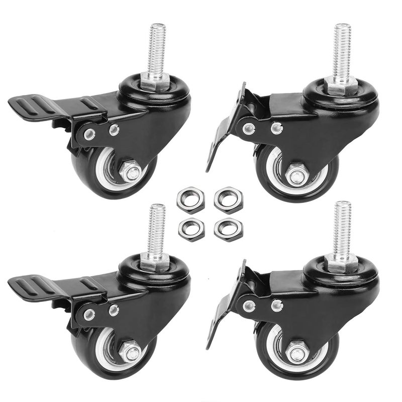 AAGUT 1.5" Stem Casters, Screwed Bolt 5/16" x 18 x 1, Swivel Caster with Brake Lock No Noise Castors,Set of 4 - Image 1