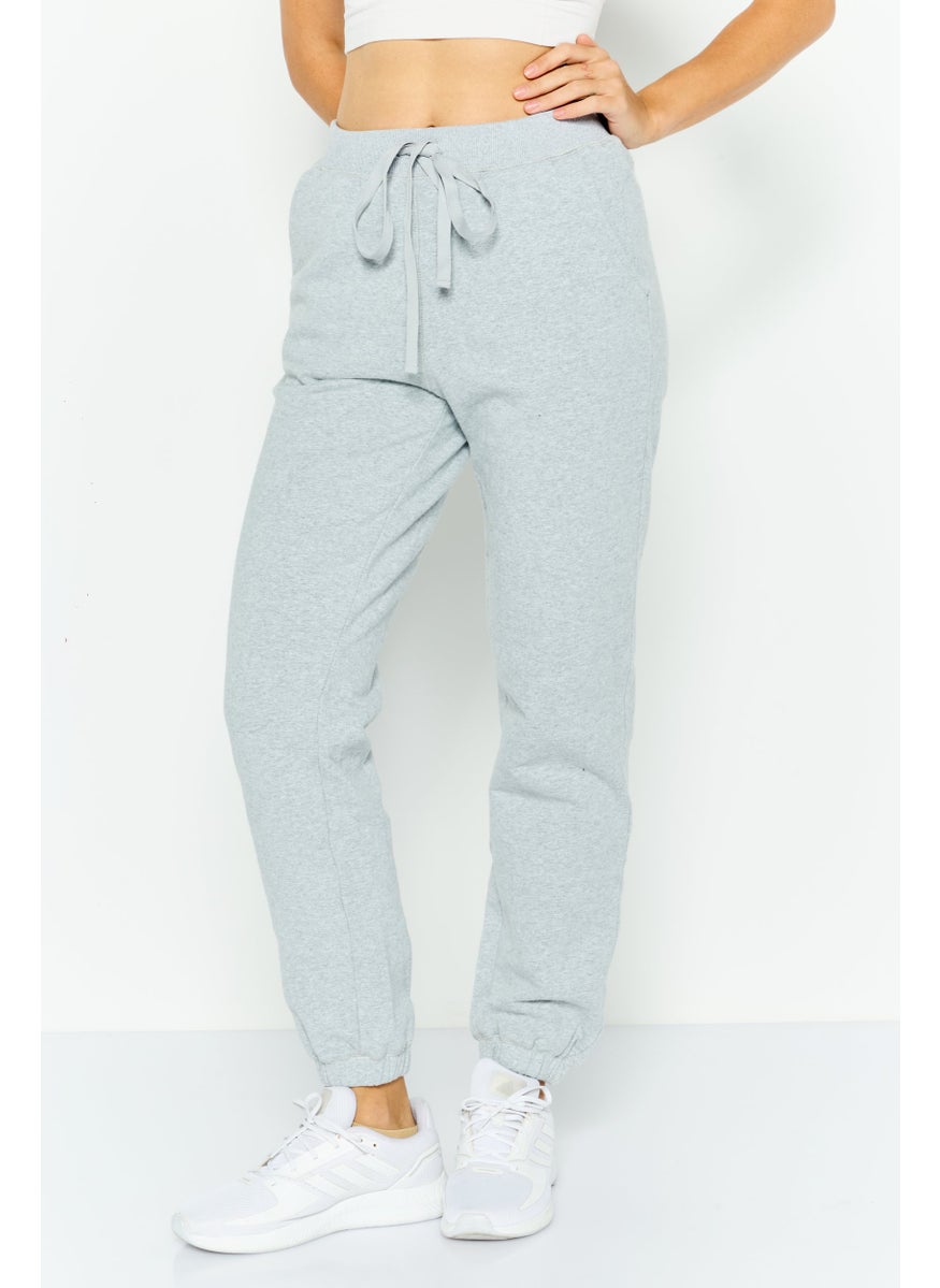NIA Women Regular Fit Heather Jogger Pants, Grey  - Image 1
