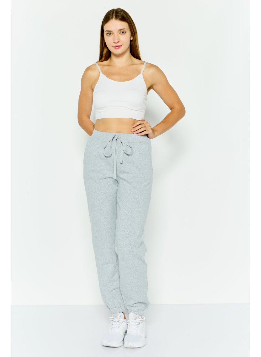 NIA Women Regular Fit Heather Jogger Pants, Grey  - Image 2