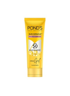 Pond’S Sun Miracle Spf 50 Pa+++ Crème Gel Sunscreen-Protect & Bright, With 3% Niacinamide, Fade Dark Spots In 4 Weeks, Lightweight, No White Cast 100G
