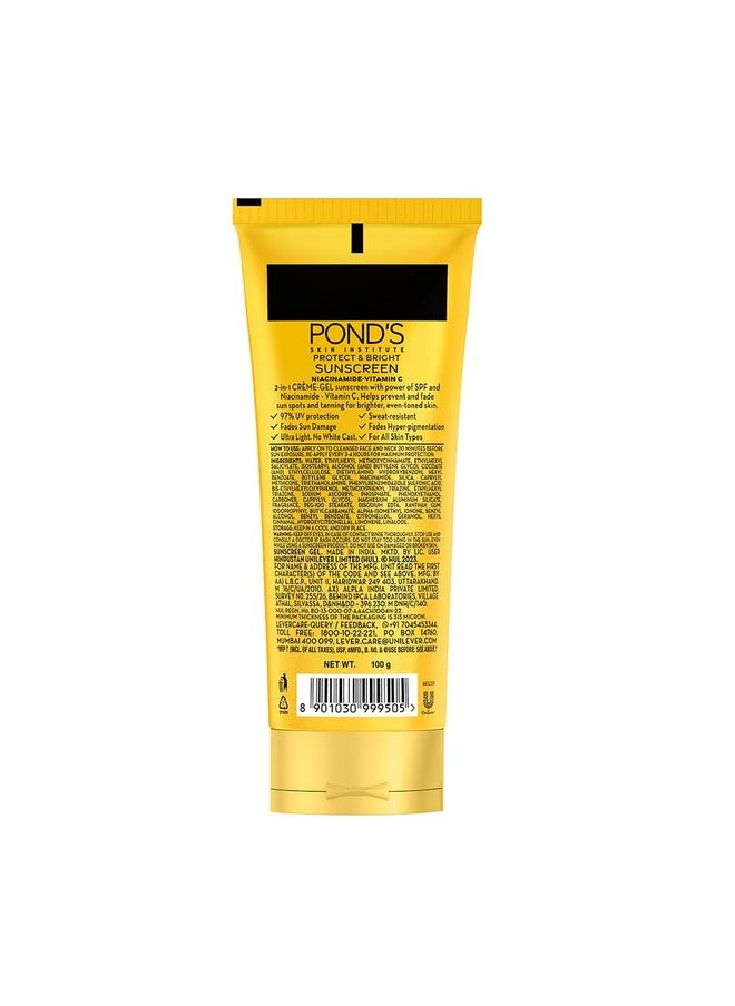 Pond's - Pond’S Sun Miracle Spf 50 Pa+++ Crème Gel Sunscreen-Protect & Bright, With 3% Niacinamide, Fade Dark Spots In 4 Weeks, Lightweight, No White Cast 100G - Image 1