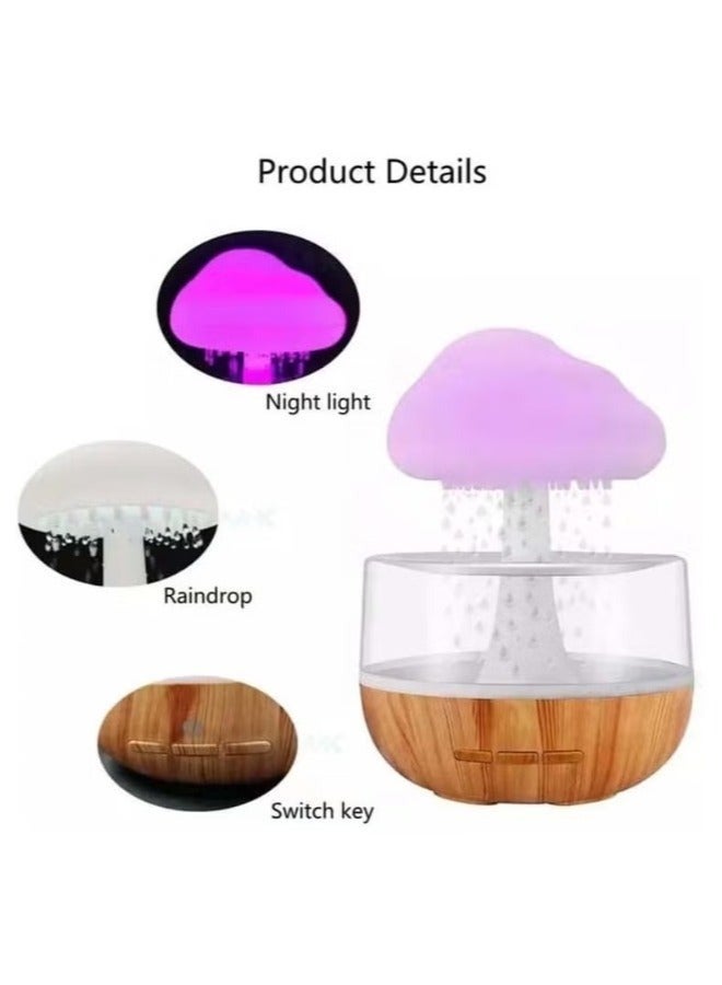 Raining Cloud Night Light Aromatherapy Essential Oil Diffuser Micro Humidifier Desk Fountain Bedside Sleeping Relaxing Mood Water Drop Sound - Image 1