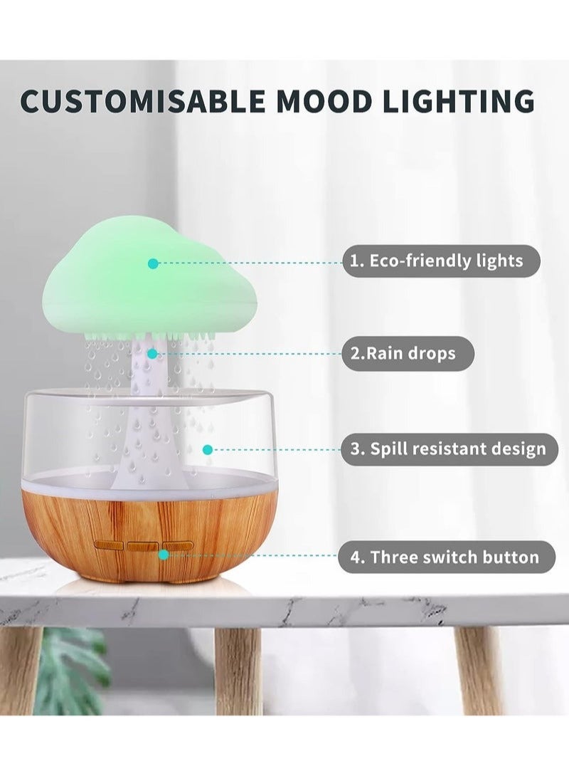 Raining Cloud Night Light Aromatherapy Essential Oil Diffuser Micro Humidifier Desk Fountain Bedside Sleeping Relaxing Mood Water Drop Sound - Image 3