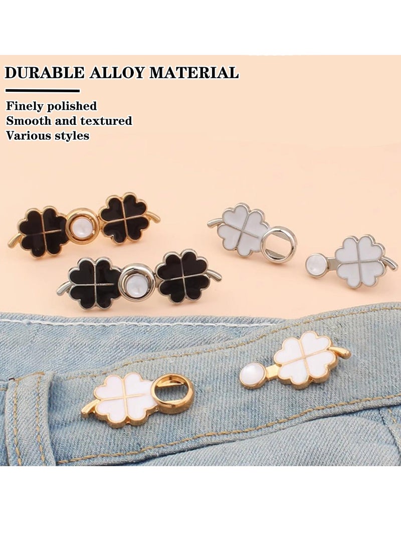 Pant Waist Tightener, 8 Set 4 Style Jean Button Pins No Sewing Required Pants Clips for Waist, Adjustable Waist Buckle Extender, or Loose Pants, Jeans and Dress, Jean Button Pins  - Image 1