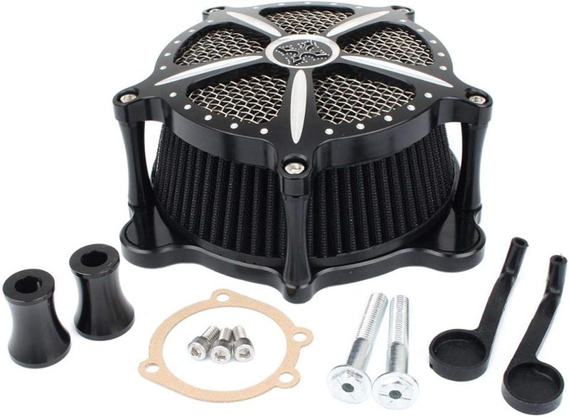 QASULER Black Motorcycle Air Filter Intake Kit - Image 3