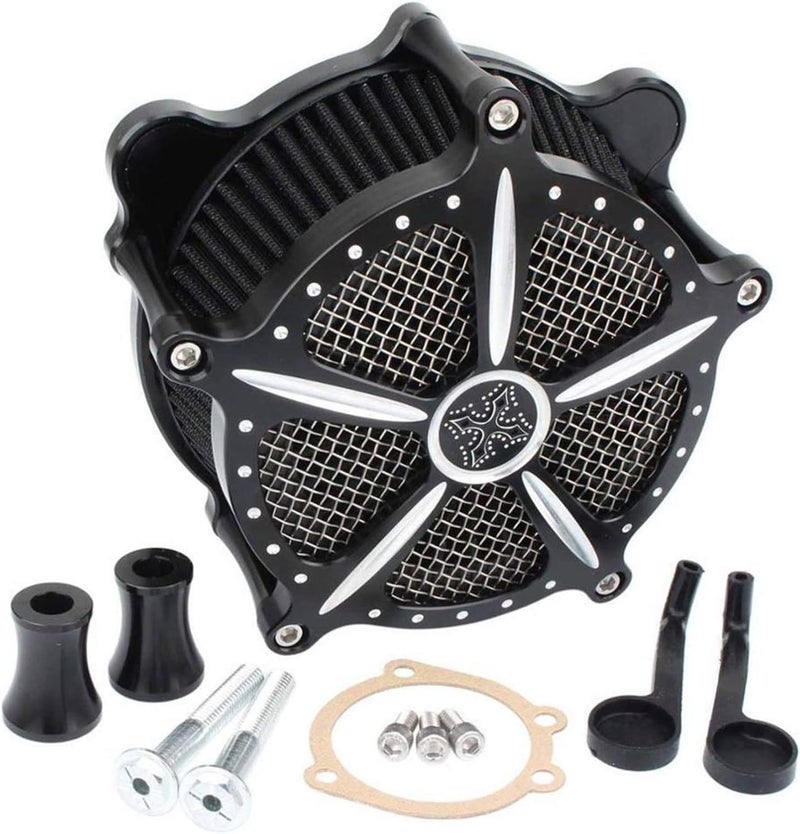 QASULER Black Motorcycle Air Filter Intake Kit - Image 1