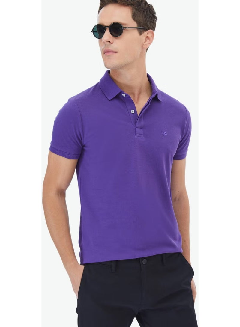 Kip Purple Polo Neck 100% Cotton T-Shirt - Image 3