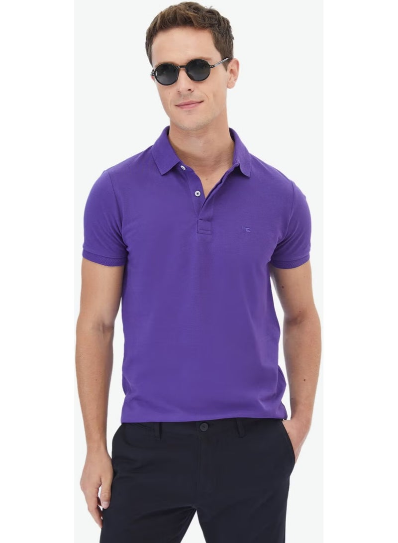 Kip Purple Polo Neck 100% Cotton T-Shirt - Image 1