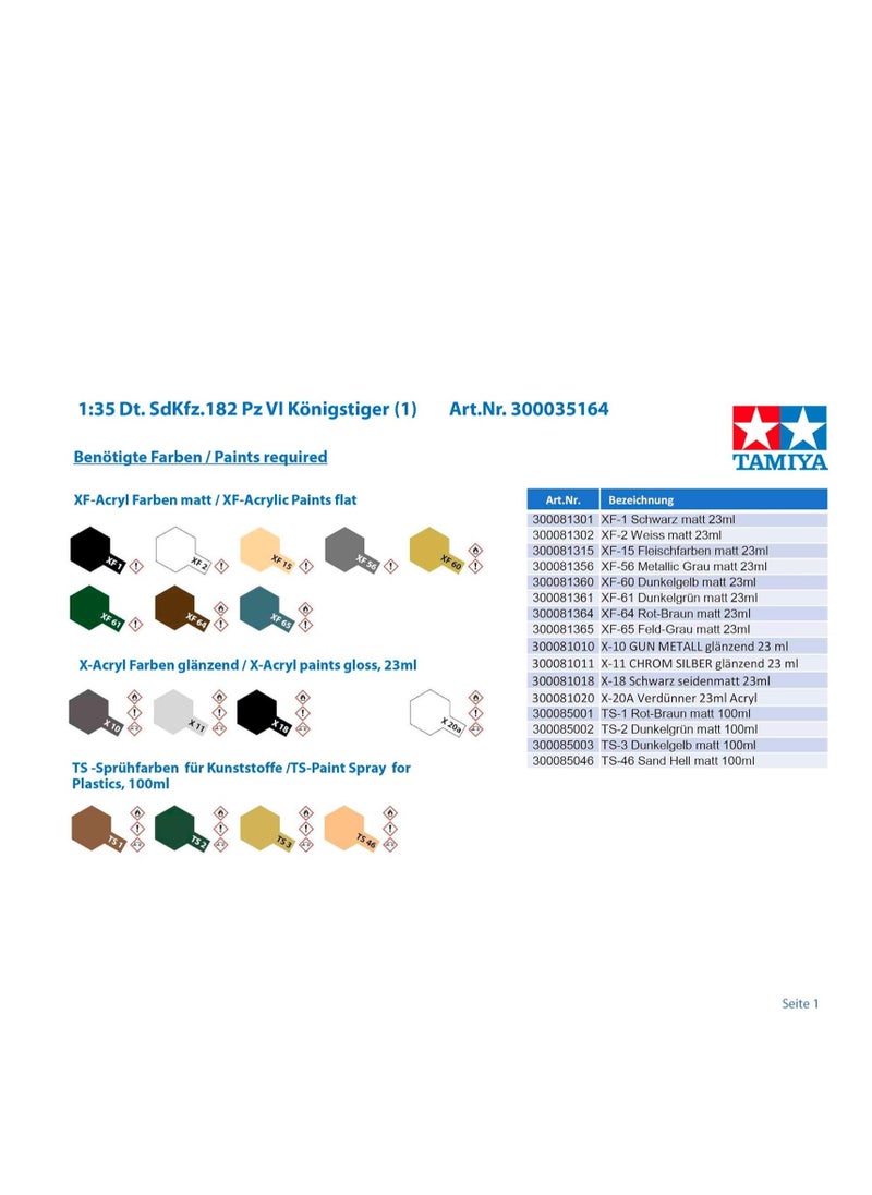 Tamiya Tamiya 35164 1/35 King Tiger Production Turret Tank Plastic Model Kit  - Image 3