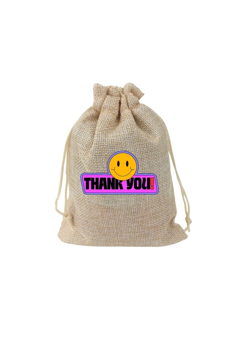PRINTSHOP4ME Set Of 12 Bags Thank You Burlap Gift Bags–Jute Drawstring Bags For Party Favors,Weddings And Special Occasions–Eco-Friendly,Reusable Burlap Bag  - Image 1