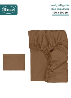 Rose Rose Luxurious Plain Fitted Sheet with Deep Pockets and Pillow Case, Bed Sheet 2-Pieces Set, Soft & Cozy Microfiber Breathable and Cooling, Extra Twin Size 120x200+38 cm, Brown  - Image 2
