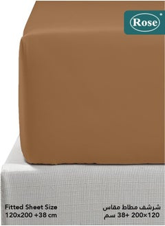 Rose Rose Luxurious Plain Fitted Sheet with Deep Pockets and Pillow Case, Bed Sheet 2-Pieces Set, Soft & Cozy Microfiber Breathable and Cooling, Extra Twin Size 120x200+38 cm, Brown  - Image 3