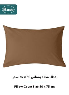 Rose Rose Luxurious Plain Fitted Sheet with Deep Pockets and Pillow Case, Bed Sheet 2-Pieces Set, Soft & Cozy Microfiber Breathable and Cooling, Extra Twin Size 120x200+38 cm, Brown  - Image 4