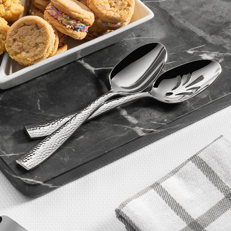 Hudson Essentials Hammered 18/10 Stainless Steel Hostess Serving Utensil Set, 8-Piece Set with Cake Knife, Cake Server and Lasagna Pie Server, Dishwasher Safe - Image 2