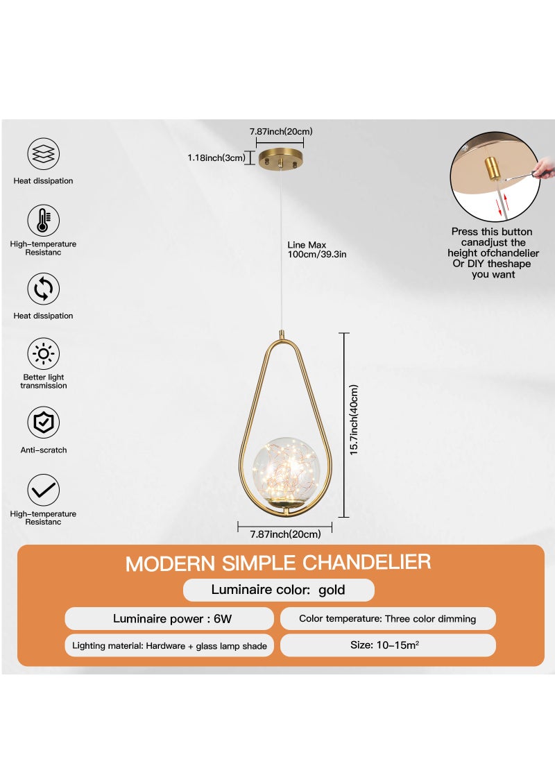 YATAI LIGHTING Modern LED Pendant Light, Adjustable Height Pendant Lamp Modern Hanging Light Fixture,Gypsophila Hanging Lights  For Restaurant Bar Study Living Room Bedroom 6W - Image 3